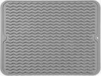 Silicone Dish Drying Mat for Multiple Usage,Easy clean,Eco-friendly,Heat-resistant Silicone Mat for Kitchen Counter or Sink,Refrigerator or drawer liner Grey L 16 inches x 12 inches