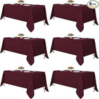 Fitable Burgundy Tablecloths for 6-8 Foot Tables, 6 Pack - 70 x 120 Inches - Reusable and Washable Table Clothes, Polyester Fabric Table Covers for Wedding, Party, Banquet