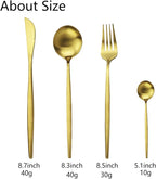JASHII Silverware Set, 24-Piece Stainless Steel Flatware Set,Kitchen Utensil Set Service for 6,Tableware Cutlery Set for Home, Dishwasher Safe (Matte Gold)