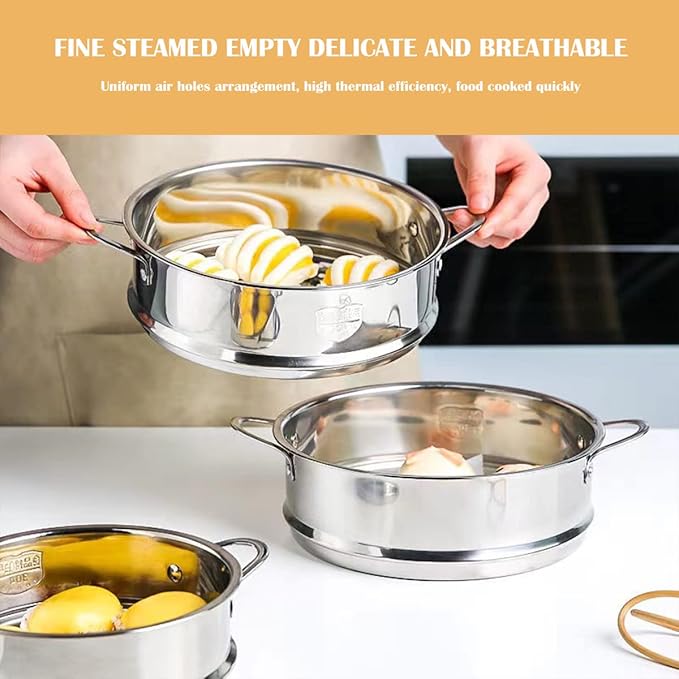 Stainless Steel Steamer Pot 8.6 Inches Round Cooking Rack Food Steamer Basket Insert for Kitchen Dim Sum Dumplings Bun(22cm)