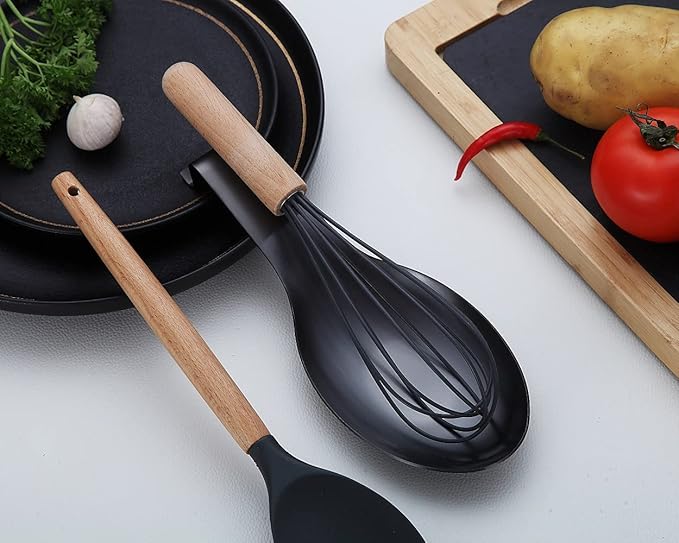 Matte Black Spoon Rest, Stainless Steel Spoon Holder for Stove Top, kitchen utensils Holder for Ladles, Tongs, Spatula, Stove Spoon Holder, Pot Lid Holder, Dishwasher Safe (2PC-9.5 Inch)