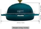 Bread Oven Cast Iron Bread Dutch Oven with Cloche Lid for Bread Baking Darkcyan Enameled Cast Iron Bread Oven with Dome Lid for Sourdough, 9.8 Inches