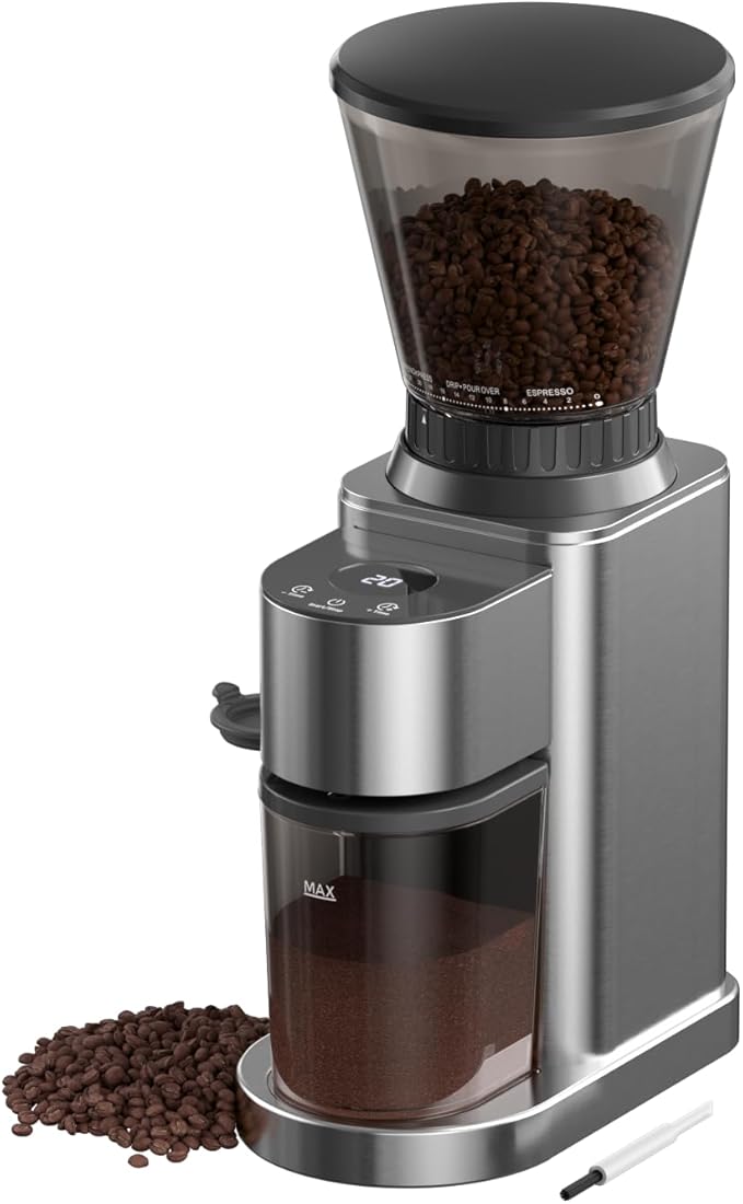 Electric Burr Coffee Been Grinder with Adjustable 24 Precise Grind Settings, 40s Digital Timer for French Press, Espresso, and Drip Pour Over, Home Use, Black