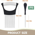 2PCs Stainless Steel Onion Slicer Holder, Onion Cutter Holder for Slicing of Onions,Tomatoes,Avocados,Eggs and Other Vegetables,KItchen Utensils (Green & Black)