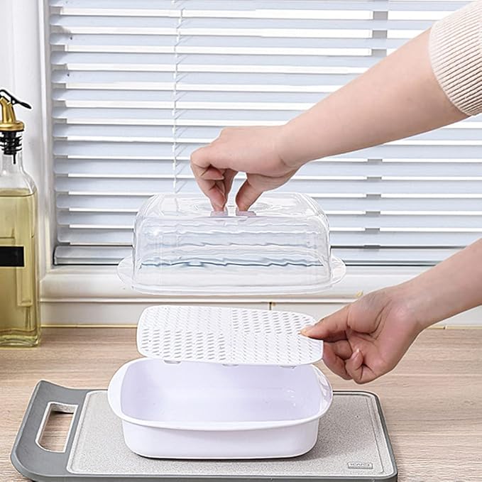Microwave Cookware Steamer Fish Veggie Steamer Vegetable Steam Cooker Oven Container with Removable Strainer Steam Vent Lid