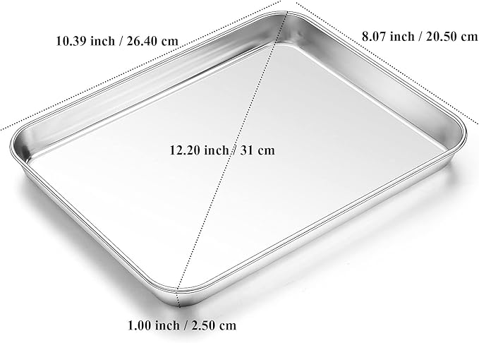 Baking Sheet with Rack Set, Yododo Set of 4 (2 Sheets + 2 Racks), Stainless Steel Cookie Sheet Baking Pan Tray with Cooling Rack, Non Toxic & Heavy Duty & Easy Clean - Size of 10 inch