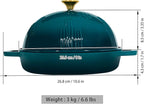 Cast Iron Bread Oven With Cloche Lid for Baking - Darkcyan Enameled Dutch Oven With Dome Lid for Sourdough - 2.6 qt
