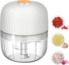 Electric Garlic Chopper, Mini Portable Veggie Chopper, 250ML Garlic Grinder Masher Onion Chopper, Blender to Vegetable, Wireless Food Processor for Ginger, Chili, Fruit, Meat, etc