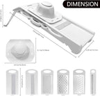 Mandoline Slicer Vegetable Chopper, Fruit Slicer, Cheese Grater & Potato Cutter with 6 Blades, Easy Kitchen Tool, White