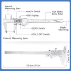 Electronic Digital Calipers, inch and Millimeter Conversion,LCD Screen displays 0-6" Caliper Measuring Tool, Automatic Shutdown, Suitable for DIY/Jewelry Measurement (200mm Stainless Steel)