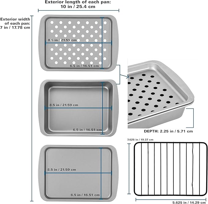 G & S Metal Products Company Ovenstuff Toaster Oven Bakeware Set, 8-Piece Set