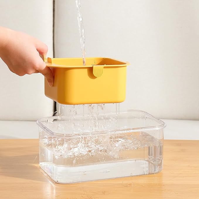 Multi-functional Drain Basket Fruit Cleaning Bowl with Strainer Container, Kitchen Sink Food Catcher Drainer Fruit Rinser Bowl (1, Yellow)