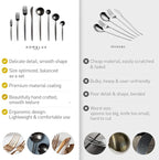 Homelux Theory 18/10 Stainless Steel Silverware Set, 4 Cutlery Set of 5pc Heavy Duty Spoons & Forks Set, Stainless Steel Kitchen Utensils, Adaline Royal Modern Utensils & Contemporary Flatware Set