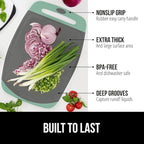 GORILLA GRIP BPA-Free Reversible Kitchen Cutting Board Set of 3, US Designed, Nonporous, Juice Grooves Catch Liquid, Slip Resistant Border, Dishwasher Safe, Durable Food Chopping Boards, Mint Gray