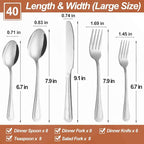 40 Pcs Silverware Set for 8 with Pearled Edge Handle design, Food Grade Stainless Steel Flatware Set, Eating Utensils Sets Include Fork/Knife/Spoon, Reusable Cutlery Set, Dishwasher Safe