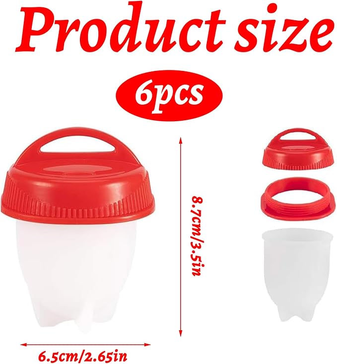 6 Pcs Egg Cooker,Silicone Egg Poacher Cups,Hard Boiled Egg,Egg Coddler,Hard Boiled Eggs,Boiled Eggs, Non-Stick Egg Boiler Poachers,Shell-Free Egg Cooker Set, For Fast Poaching Egg For Breakfast