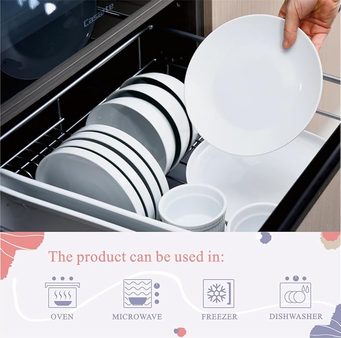 Miicol Ceramic Appetizer Plates Set of 6, White Dessert Plates 8 Inch, Small Dinner Plates, Modern Round Salad Plates, Porcelain Serving Dishes for Snack, Bread, Fruit, Microwave & Dishwasher Safe