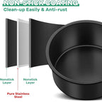 TeamFar 4inch Cake Pan Set of 3, Nonstick Mini Round Baking Cake Pan with Stainless Steel Core, for Baking Smash/Layer Cakes, Healthy & Heatproof, Release Easily & Easy Clean