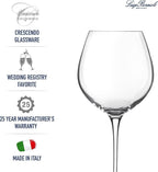 Luigi Bormioli Crescendo Burgundy 22.25 Oz. Red Wine Glasses, Set Of 4, Crystal Balloon Wine Glass, Dishwasher Safe, Made In Italy