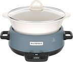 MAGNIFIQUE 5 Quart Programmable Slow Cooker with Auto Warm Setting, Glazed Ceramic Liner, Kitchen Small Appliance for Family Dinners, Blue