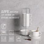 Sweejar Porcelain Cappuccino Cups with Saucers and Metal Stand, 8 Ounce Stackable Espresso Cups for Specialty Coffee Drinks, Latte, Americano, Tea - Set of 4 (White)