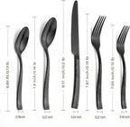 Silverware Set Flatware Set Matte Black Stainless Steel Forged Hammered Cutlery Set Heavy 20 Pieces Service for 4