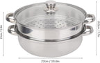 Stainless Steel Steamer Food Steamer Basket Double Boiler for Stove Top Pasta Pot Cookware Set for Kitchen Cooking