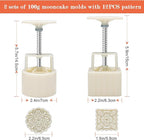 Luxiv Moon Cake Mould, 12 PCS Pattern Hand-Pressure Mooncake Molds for Mid-Autumn DIY Pastry Tool 2 Set with 6pcs Round Flower Mooncake Mode and 6 Pcs Square Pattern Mooncake Mould (White, 100g)