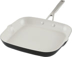 KitchenAid Hard Anodized Ceramic Nonstick Grill Pan/Griddle, Square, 11.25 Inch, Matte Black