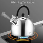 304 Stainless Steel Whistling Tea Kettle 3.17 Quart/3L Tea Pot, Suitable to Boiling Water & Tea on Induction Stove, Gas Stove Top