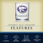 Heritage Pewter Kansas State University Wildcats Double Old Fashion | Double Rocks Glass 14 OZ for Liquor | Expertly Crafted Pewter Glass