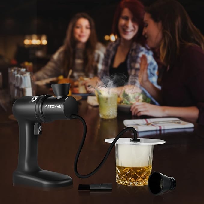 Cocktail Smoker kit, Smoking Gun Drink and Food Smoker Old Fashioned Smoking kit Infuse Cocktail Whiskey Bourbon with Disk Lid and Wood Chips, Starter Kit, 10 PCS