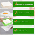 Tofu Press,Adjustable Tofu Press for All Kinds of Tofu and Cheese,Easily Remove Water from Silken/Firm/Extra Firm Tofu,Dishwasher Safe & BPA-Free,Elevate Your Dishes