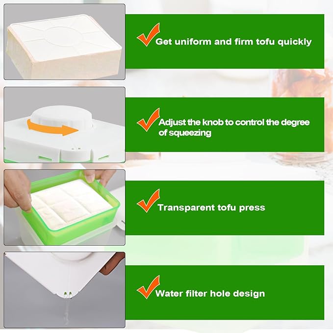 Tofu Press,Adjustable Tofu Press for All Kinds of Tofu and Cheese,Easily Remove Water from Silken/Firm/Extra Firm Tofu,Dishwasher Safe & BPA-Free,Elevate Your Dishes