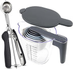Measuring Cups and Spoons set 11-Piece, Stackable Measuring Cup with Lid and Cookie Scoop (#50), BPA Free, Dishwasher Safe, Cooking Baking Gadgets