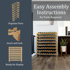 72 Bottle Bamboo Stackable Freestanding Wine Rack, No Tools Assembly, Durable, Wine and Liquor Bottle Storage for Small Spaces