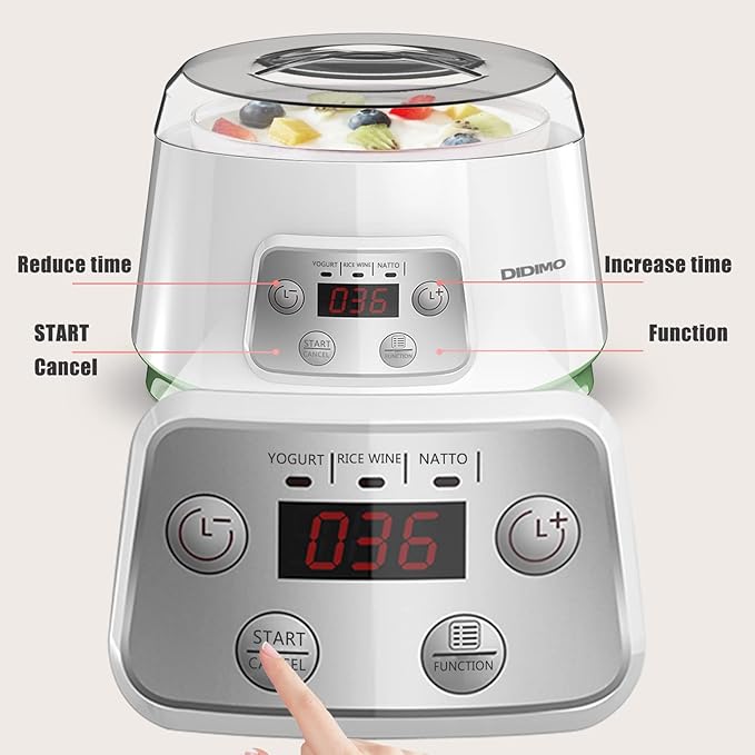 Yogurt Maker, Electric Yogurt Maker Machine with Transparent Lid, White/Green Cheese Maker for Home/Restaurant/Party