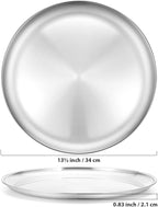 Deedro Stainless Steel Pizza Pan, 13 inch Round Pizza Baking Sheet, Healthy Pizza Baking & Serving Tray, Crisper Pan with Dishwasher Safe 2 Pack