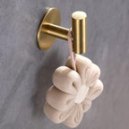Adhesive Hooks 304 Stainless Steel Robe Hook Holder Heavy Coat Hook for Bathroom Kitchen Livingroom Garage Hotel Brushed Finish 2pcs (Brushed Gold)