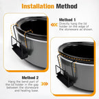 SOPHICO Slow Cooker Lid Holder for Cooking, Hand Free Pot Lid Organizer Fits Most Slow Cookers, Stainless Steel Pot Lid Rack with Silicone Sink Keeps Countertop No Mess (Black, 2 Pack)