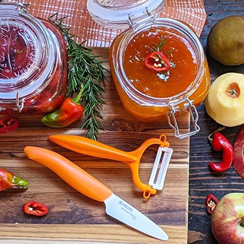 Kyocera Ceramic Horizontal Y Peeler, Orange