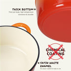 Overmont Enameled Cast Iron Dutch Oven - 7QT Pot with Lid Cookbook & Cotton Potholders - Heavy-Duty Cookware for Braising, Stews, Roasting, Bread Baking orange