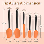 Coukre Silicone Spatula Set of 5,High Temperature Resistant, Food Grade Silicone, Dishwasher Safe, for Baking cooking (Orange)
