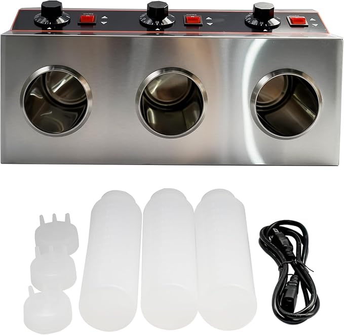 Commercial Electric Sauce Warmer Electric Cheese Sauce Warmer Hot Fudge Warmer Dispenser Cheese Dispenser Warmer with 3 Pump (3 Pump Head)