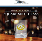 Heritage Pewter University of Iowa Square Collector's Glass | Hand-Sculpted 1.5 Ounce Glassware | Intricately Crafted Metal Pewter Alma Mater Inlay