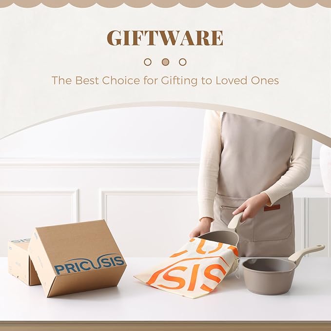 PRICUSIS Nonstick Saucepan with Lid, 2.7 Quart Sauce Pan, Healthy Sauce Pot with Pour Spouts for Multipurpose Use, PTFE, PFOA Free, Induction Compatible, Apricot