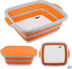 Collapsible BBQ Prep Tub(4.22 Gal/16L), Large BBQ Prep Tub with Lid & 2 Pcs Meat Shredder Claws, Foldable Marinating Food Storage, Multifunction Cutting Board, Barbeque Marinate Storage, Resting Meat