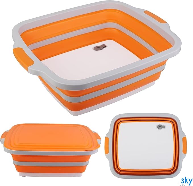 Collapsible BBQ Prep Tub(4.22 Gal/16L), Large BBQ Prep Tub with Lid & 2 Pcs Meat Shredder Claws, Foldable Marinating Food Storage, Multifunction Cutting Board, Barbeque Marinate Storage, Resting Meat