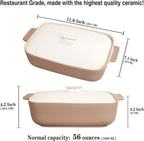 10" x 7" Casserole Dish 1.7 Quart Ceramic Bakeware Set with Lids, Chip and Crack Resistant Ceramic Casserole Dish with Handle 11.6 In, Microwave, Dishwasher, Oven, Freezer and Fridge Safe