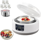 Yogurt Maker with Adjustable Time Control,Automatic Digital Yoghurt Maker Machine with 5 glass Jars&1.2L Stainless Steel Inner Pot for Home Organic Yogurt,Natto and Rice Wine